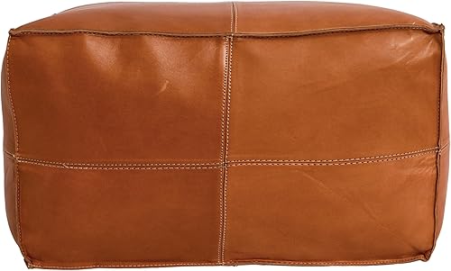 Miniatura 133 de Marrakesh Gallery Funda otomana de cuero - Puf cuadrado marroquí, sala de estar, dormitorio otomano Marrón,Beige Bronceado,Azul,Marrón (Dark