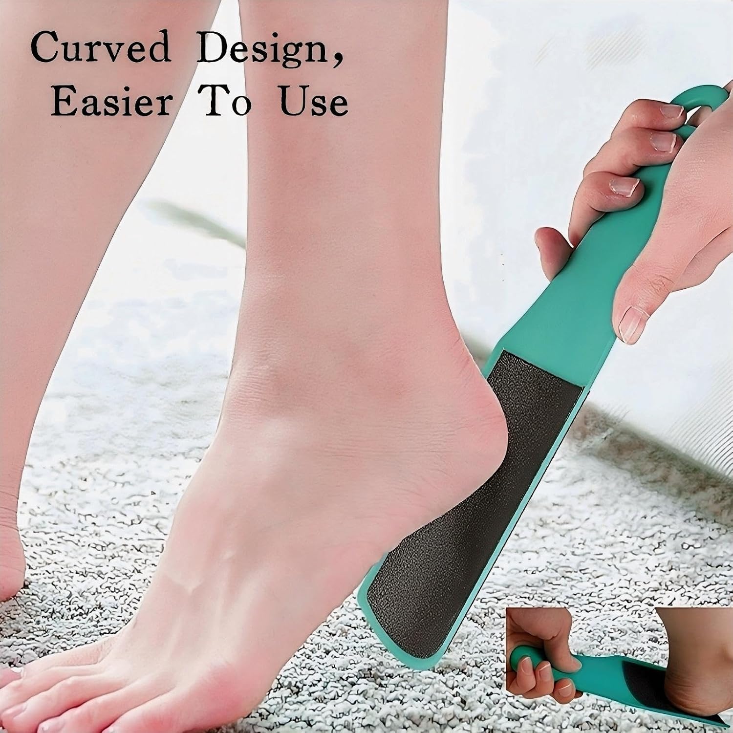 U-Shaped Curved Foot File, Double-Sided Dead Skin Callus Remover, Foot Scrubber for Wet and Dry Feet – Curved Design for Full Heel & Side Exfoliation‌, 1 PCS Light Green