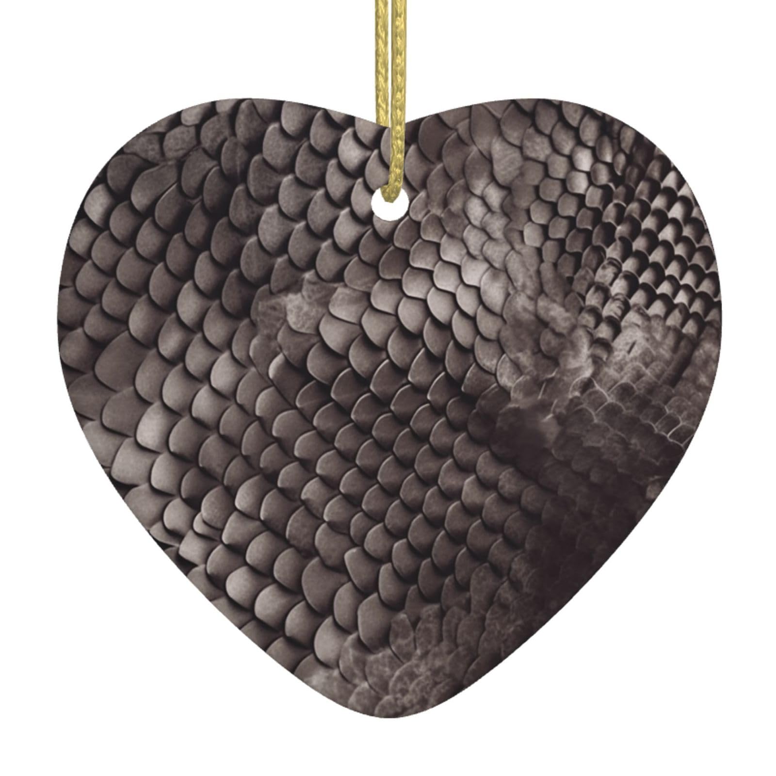 Ceramic Christmas Tree Hanging Ornaments with Gold Ropes Christmas Tree Decorations Heart Ceramic Classic Snake Skin Pendant Keepsake Decorations for Holiday Xmas Gift Ideas