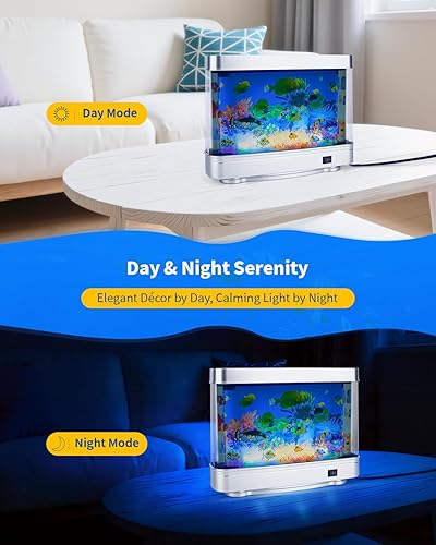 Miniatura 6 de Lámpara de pecera falsa  Frutiger Aero Decor pecera artificial con peces en movimiento  Luz de acuario falsa relajante y luz nocturna enchufable
