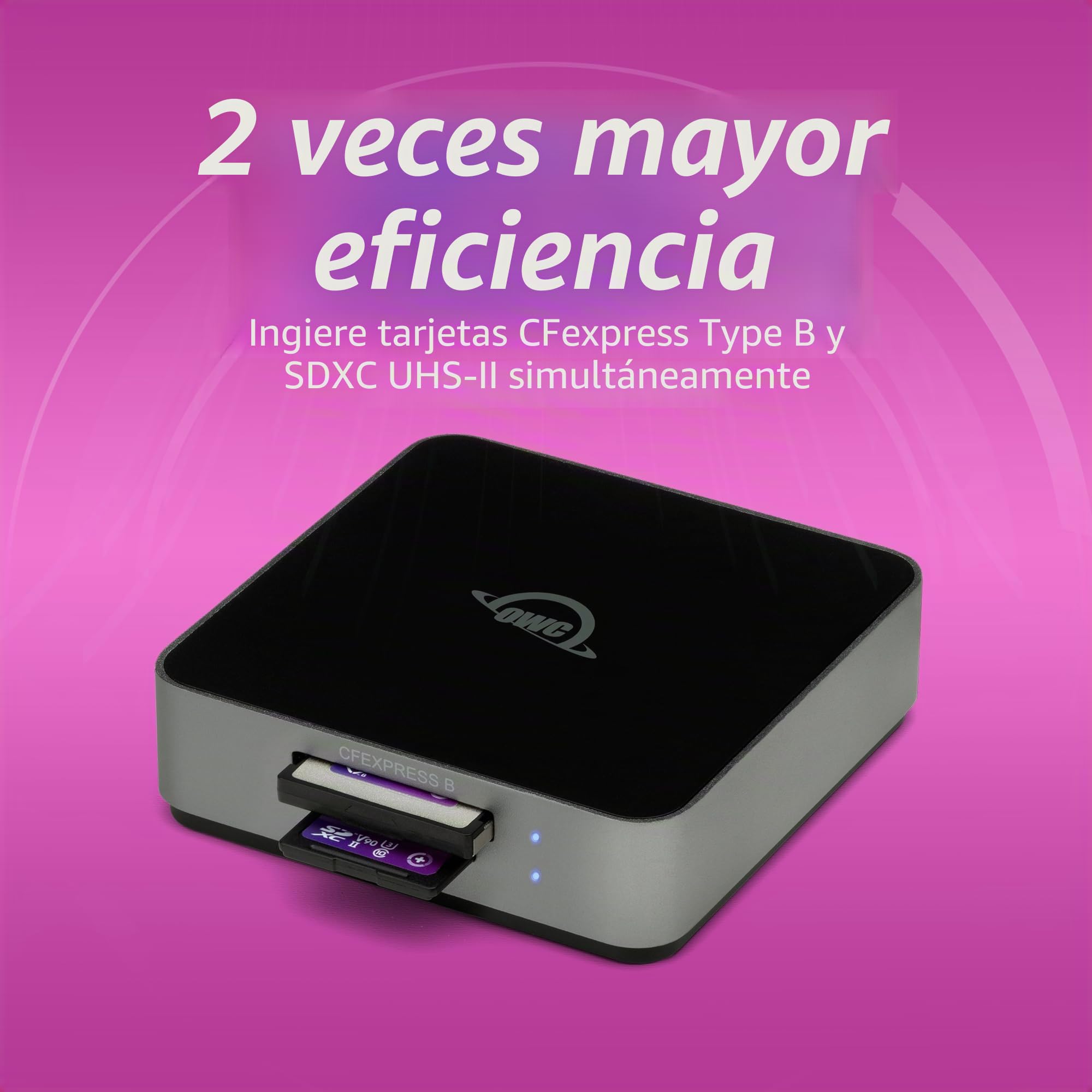 OWC Atlas Dual CFexpress + Lector de Tarjetas SD, USB-C Doble Ranura CFexpress Tipo B y SDXC UHS-II Lector de Tarjetas (OWCTCCFXBSDRDR)