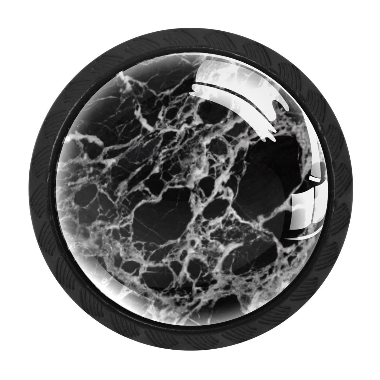 CHENZZZZ 4 Pieces Round Cabinet Knobs Rustic Dresser Knobs, Drawer Cupboard Wardrobe Cabinet Pulls Handles Hardware for Home Kitchen Furniture, Black Marble (4)
