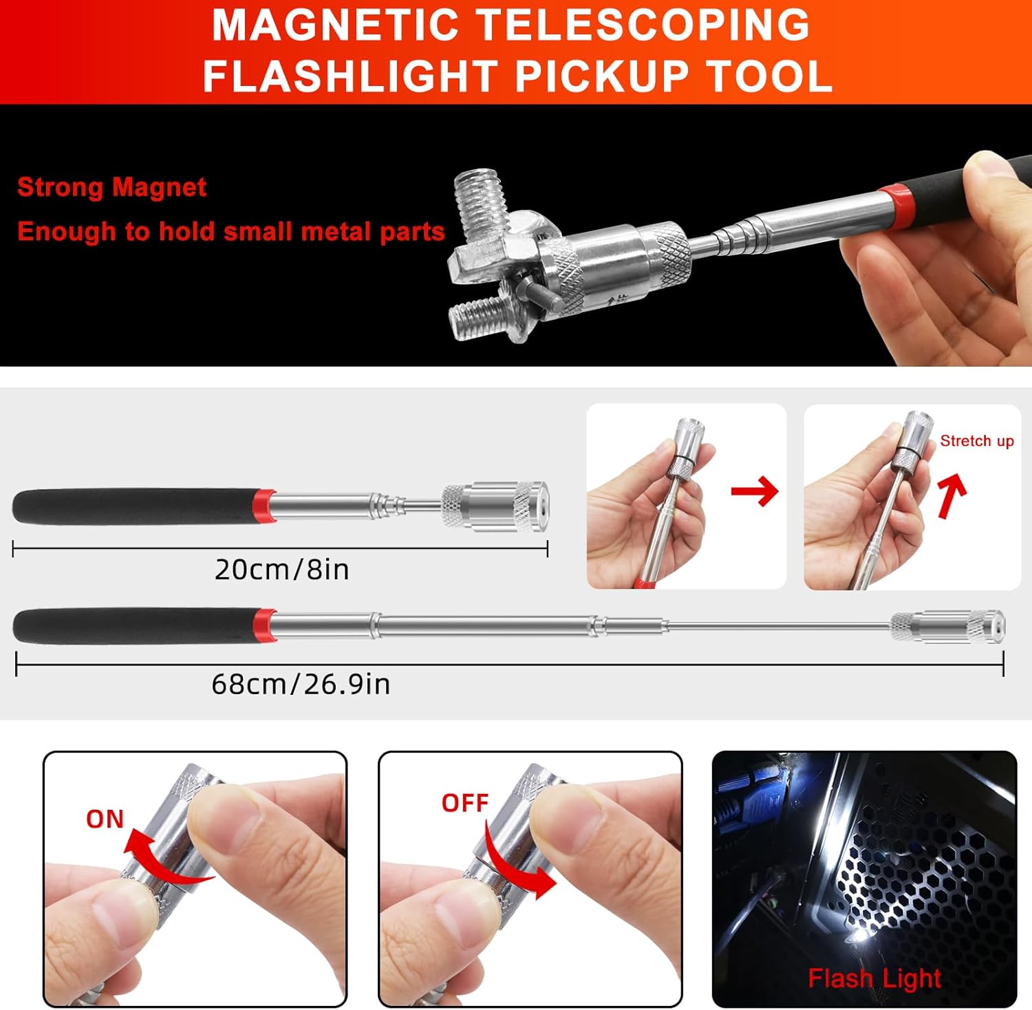 13 Pcs Precision Pick and Hook Tool Set with Clip Removal Plier Rivets Puller Fastener Remover Telescoping Magnetic Pickup Gasket Scraper for Electronics Maintenance Pick Tools Automotive Repair
