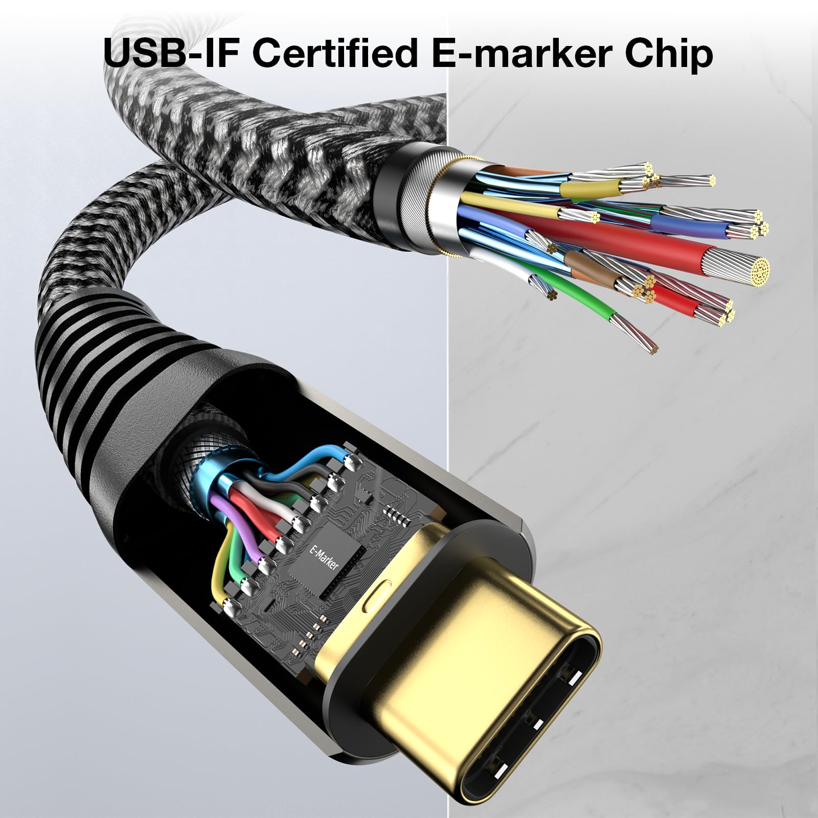 EUDOBEL Cavo USB Type C Video 4K@60Hz,Cavo USB C 3.2 Gen 2×2 20Gbps,Cable USB C Ricarica Rapida 100W Per Thunderbolt 4/3,iPhone15/Plus/Pro/Pro Max,Smartphone,Monitor,MacBook PRO Air,Switch,VR,SSD(4m)