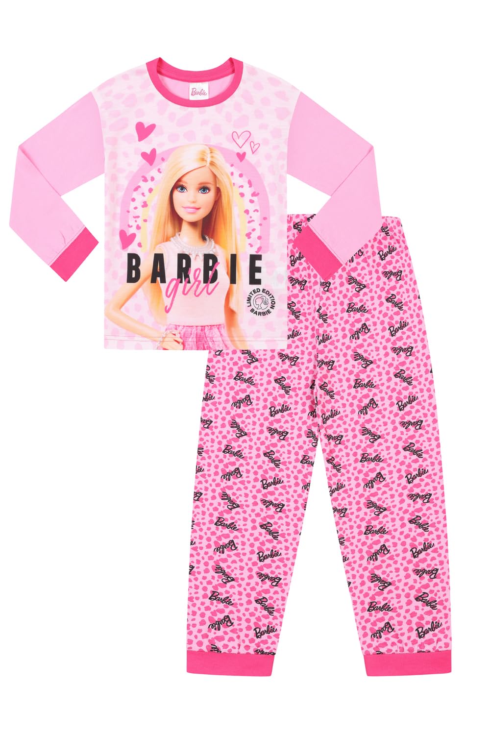 Barbie Girls Official Mattel Long Pink Pyjama Set (7-8 Years)