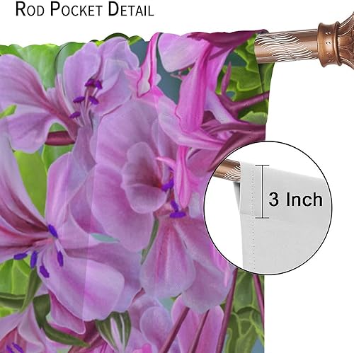 Miniatura 6 de Cortinas opacas de colibrí, hermoso tema floral morado de colibrí, para dormitorio, sala de estar, juego de 2 paneles, 42 x 45 pulgadas