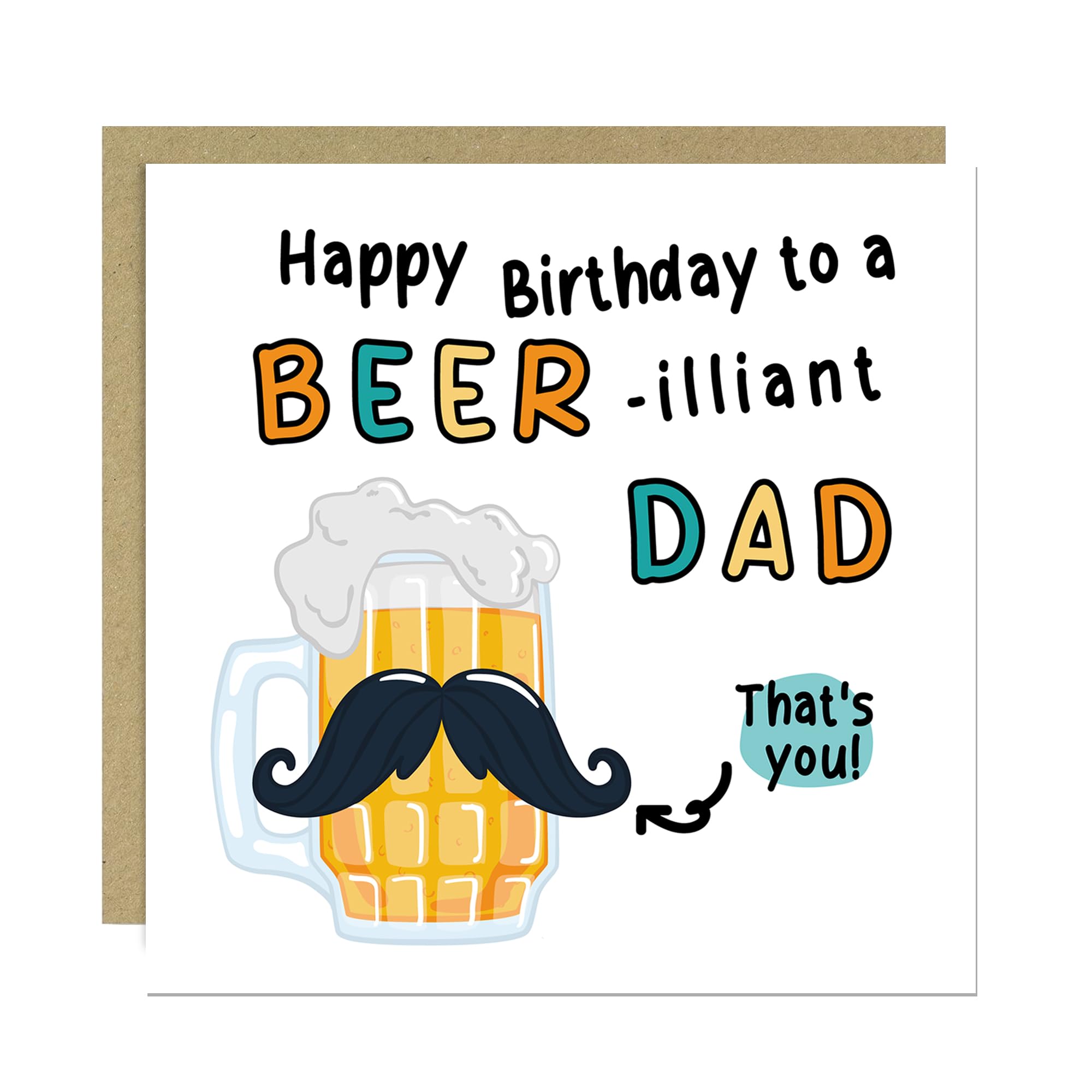 RED OCEAN FUNNY Birthday Card For Dad With Envelope BEERilliant Dad Happy Birthday Cards For From Daughter Son Him Funny Joke