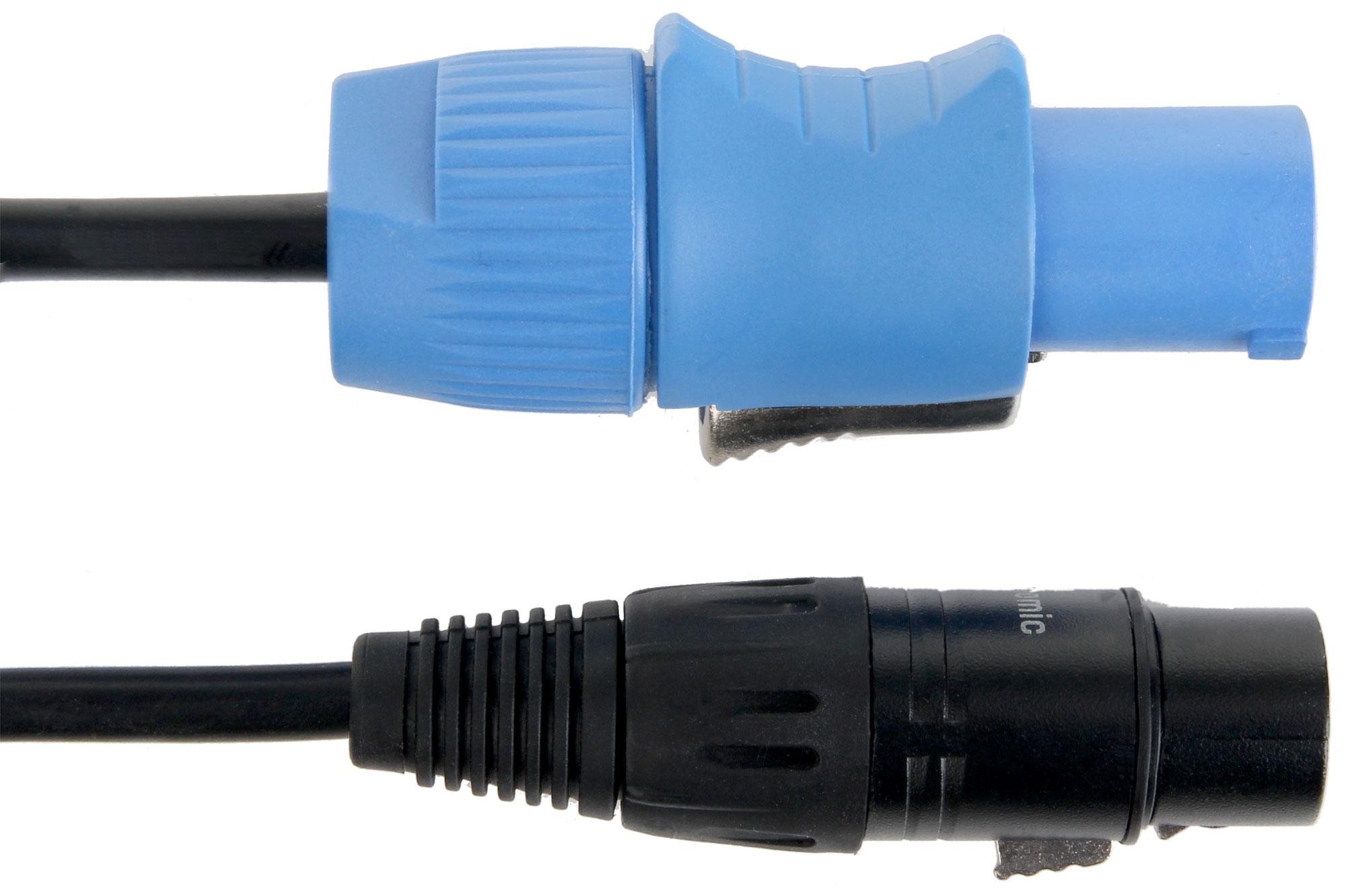 Pronomic Stage EUPPD-2,5 Câble Hybride Compatible Schuko/Powercon + DMX 3 broches, 2,5m (idéal pour le câblage des effets lumineux & éclairage de scène)