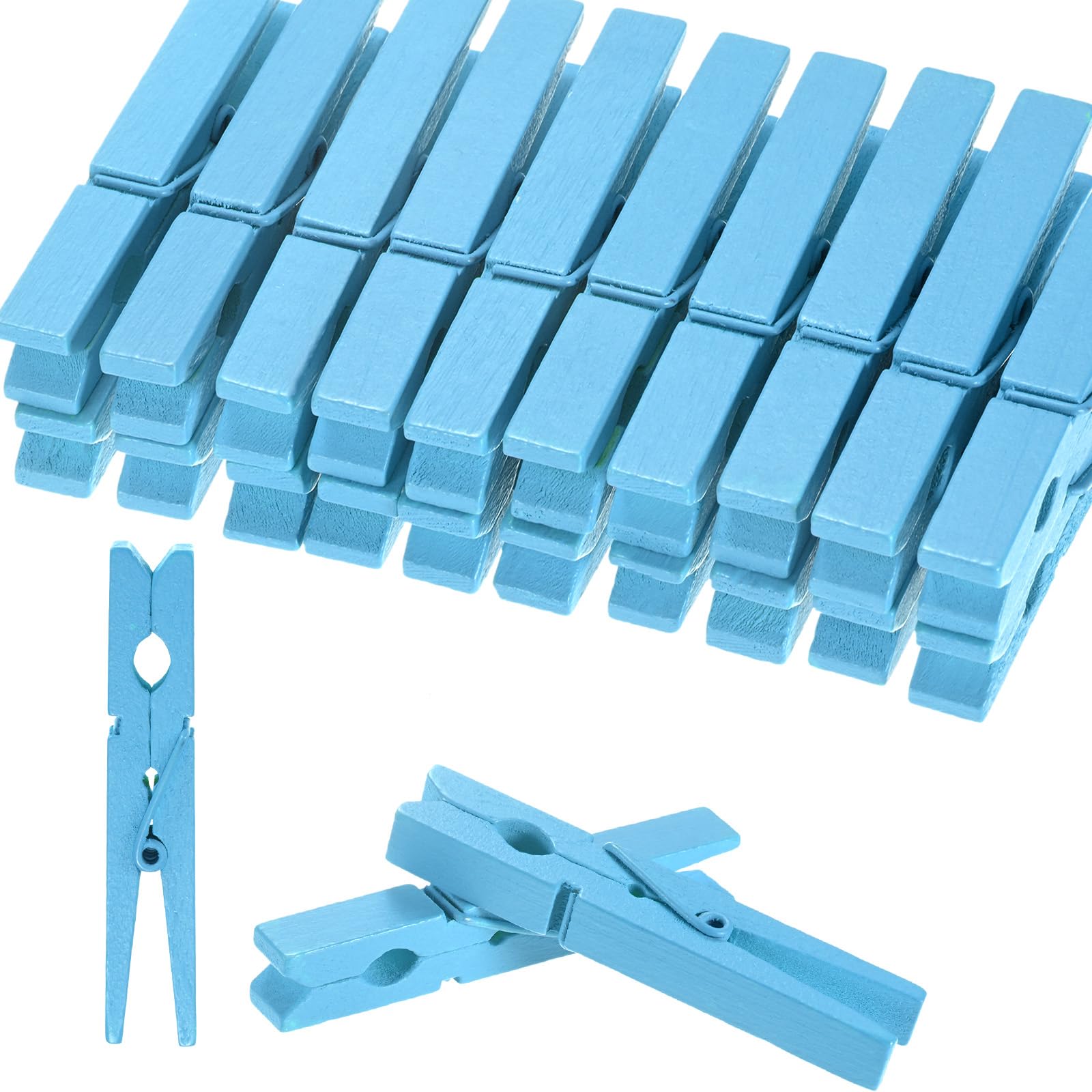 M METERXITY 30-Pack Colored Clothespins Wooden, 2.8 Inch/72mm Colorful Clothes Pins for Hanging Clothing/Crafts/Pictures, Wooden Clothespins [Light Blue]