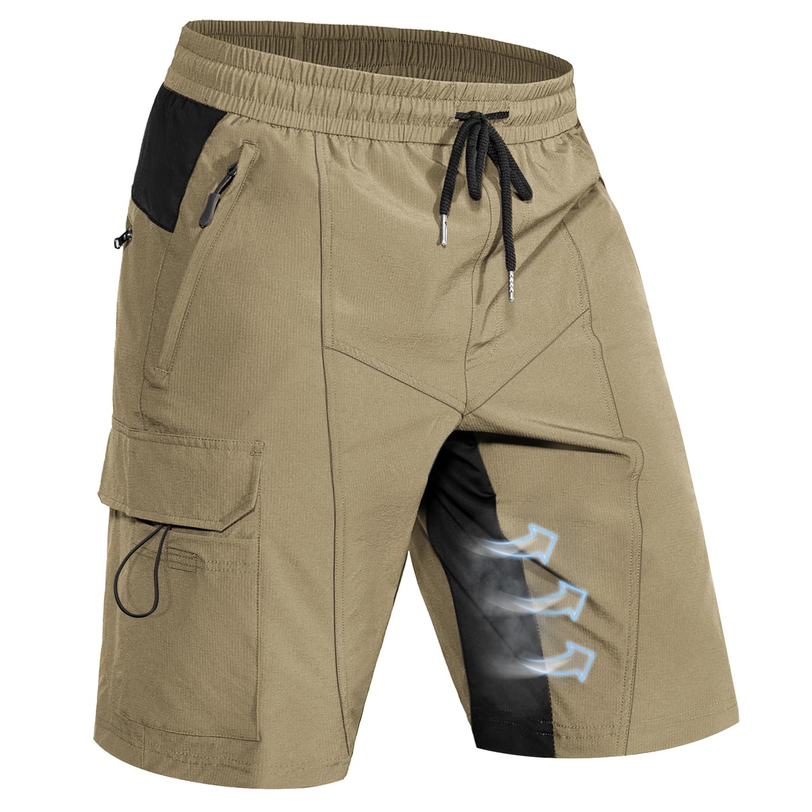 Hiauspor Wanderhose Herren Kurz Hosen MTB Shorts 5 Taschen | Sommer, Leicht Schnelltrocknend, Atmungsaktive, Water Resistant, Bermuda, Trekking, Fahrrad, Für Arbeit & Outdoor-Reisen