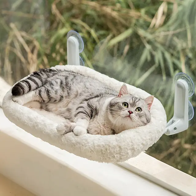 Hamac Chat Fenêtre Premium Velours Rose - 54x36cm Pliable et Confortable