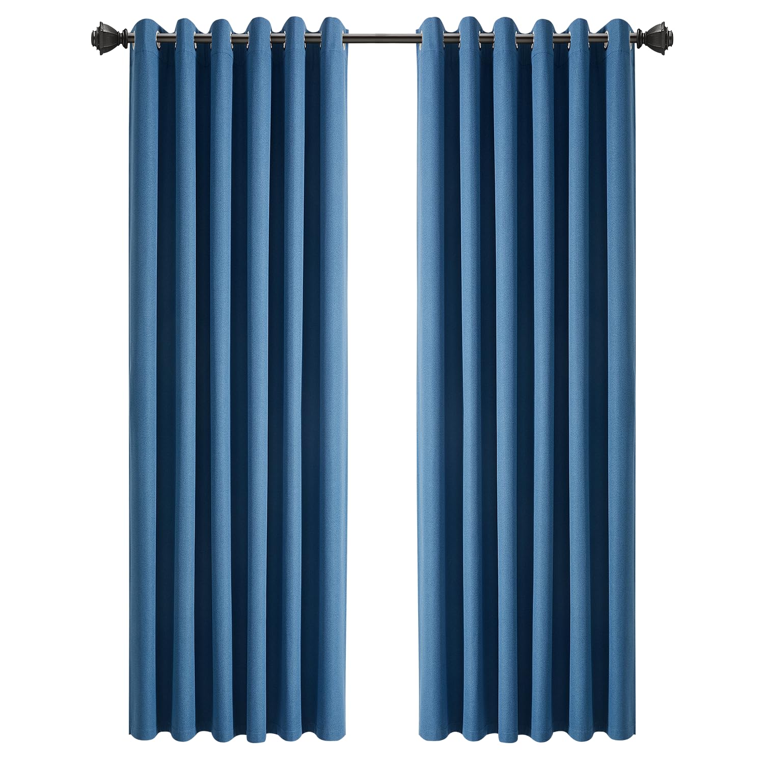 INSPIRE HOMEWARE 100% Blackout Curtains for Bedroom 66x90 Inch Blue Eyelet Linen Curtains Thermal Insulated & Privacy Protection Ring Top Curtain for living Room 2 Panels with Matching Tiebacks โ image 1