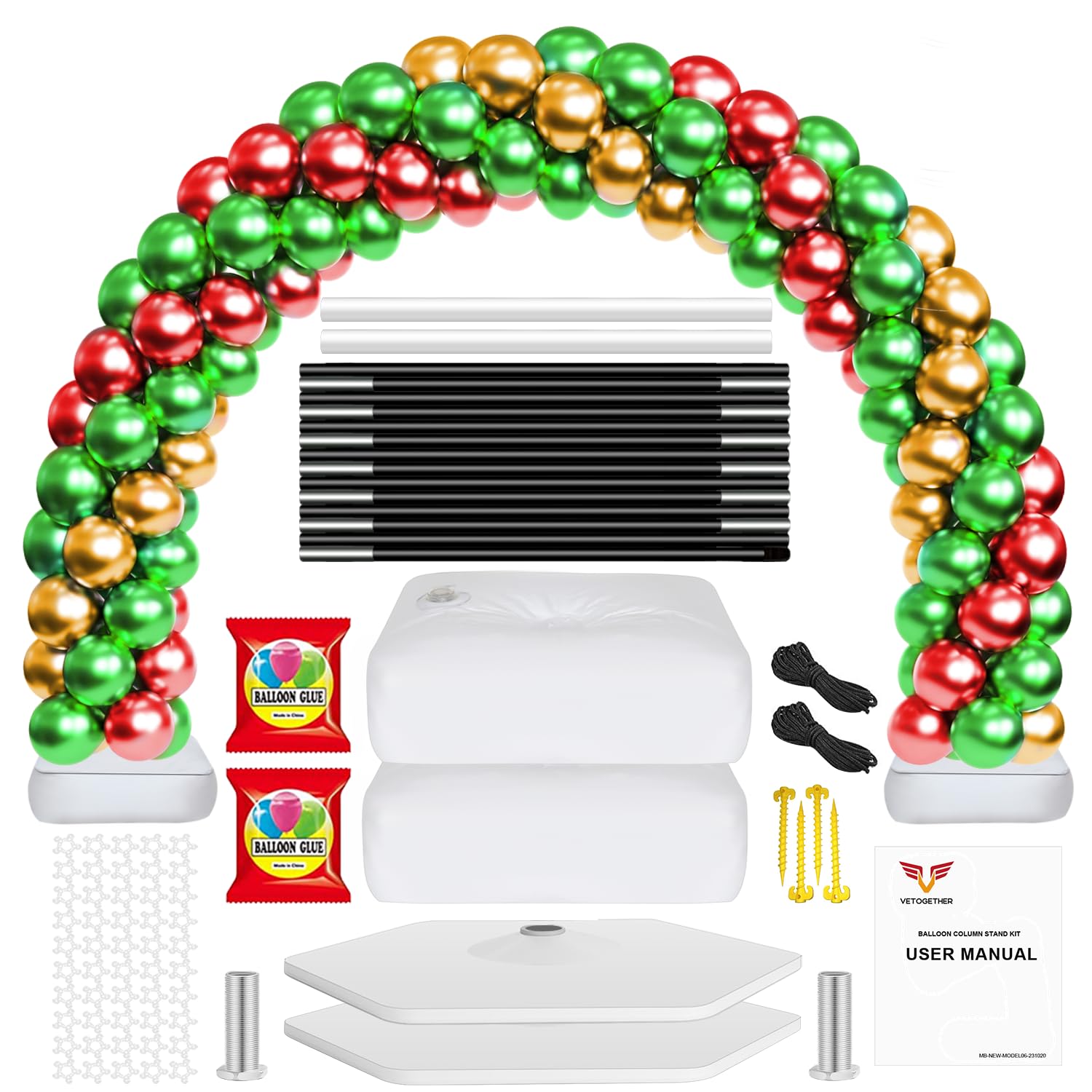 Balloon Arch Stand Kit with Base,VETOGETHER Adjustable Ballon Arch Holder Kit with 45Pcs Balloon Clips, Balloon Pump,9FT Tall & 10Ft Wide Baloon arch for Wedding Birthday Party Supplies Decorations