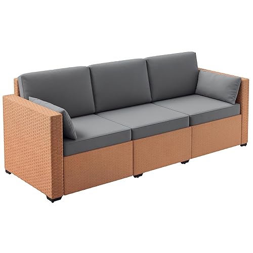 Patio Couch PE Wicker Deep Seating Outdoor Sofa with Removable