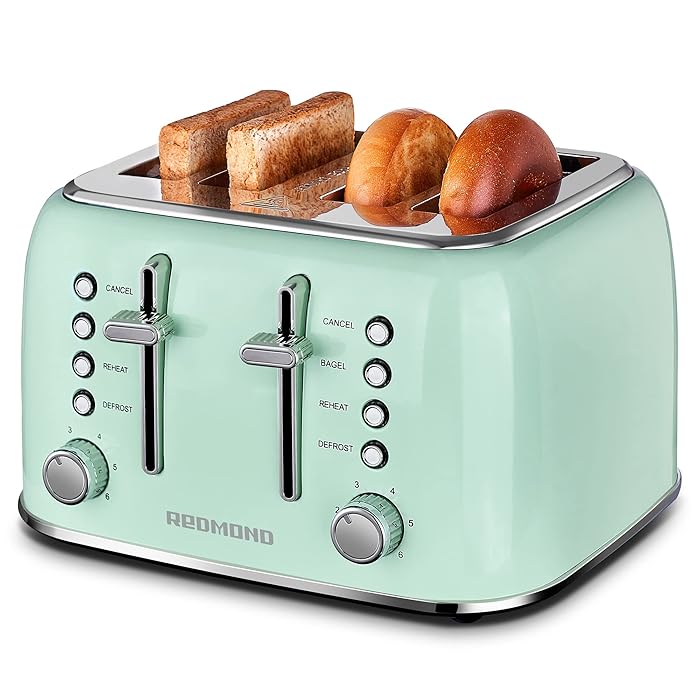 Buy REDMOND Toaster 4 Slice, Retro Stainless Steel Toaster with Extra