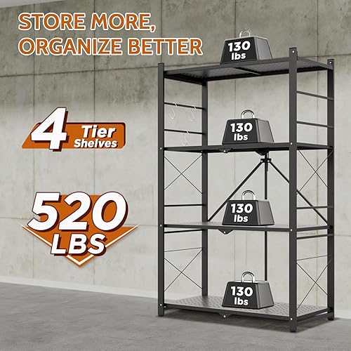 Miniatura 2 de Estante plegable para invernadero de 4 niveles, estante de almacenamiento de acero resistente y soporte para plantas, unidad de estantería sin