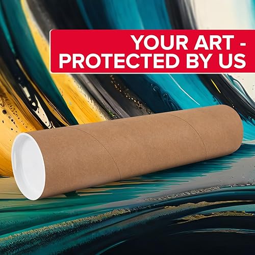 Miniatura 7 de Tubo de correo de papel kraft reforzado de 2 x 20 pulgadas, paquete de 1 tubo con 2 tapas, tubo seguro aprobado por USPS para pósteres, tubo