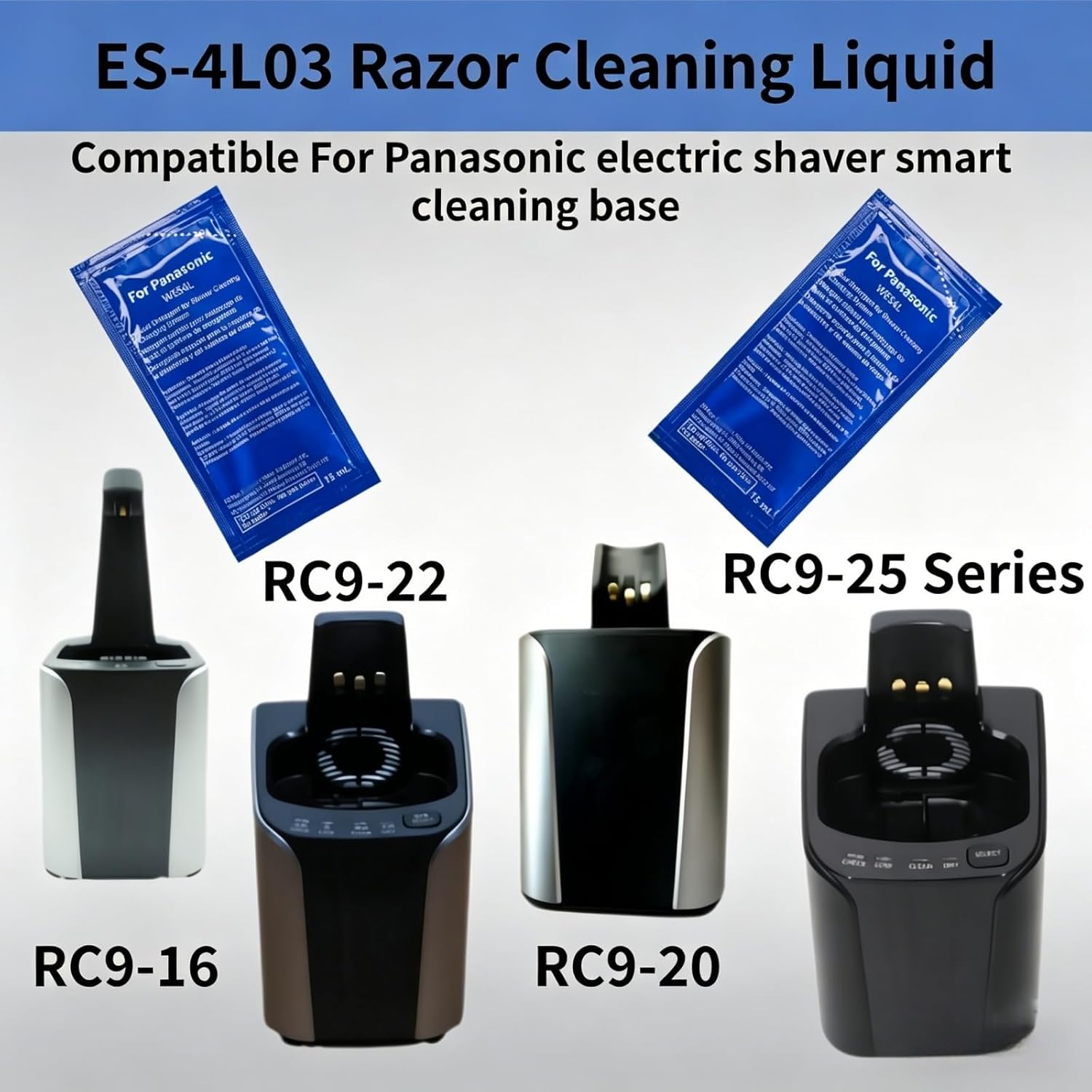 15ml Shaver Cleaning Solution ES-4L03 (1 Box With 3 Small Packets), Compatible With Panasonic Special Cleaning Liquid For All Smart Cleaning Bases