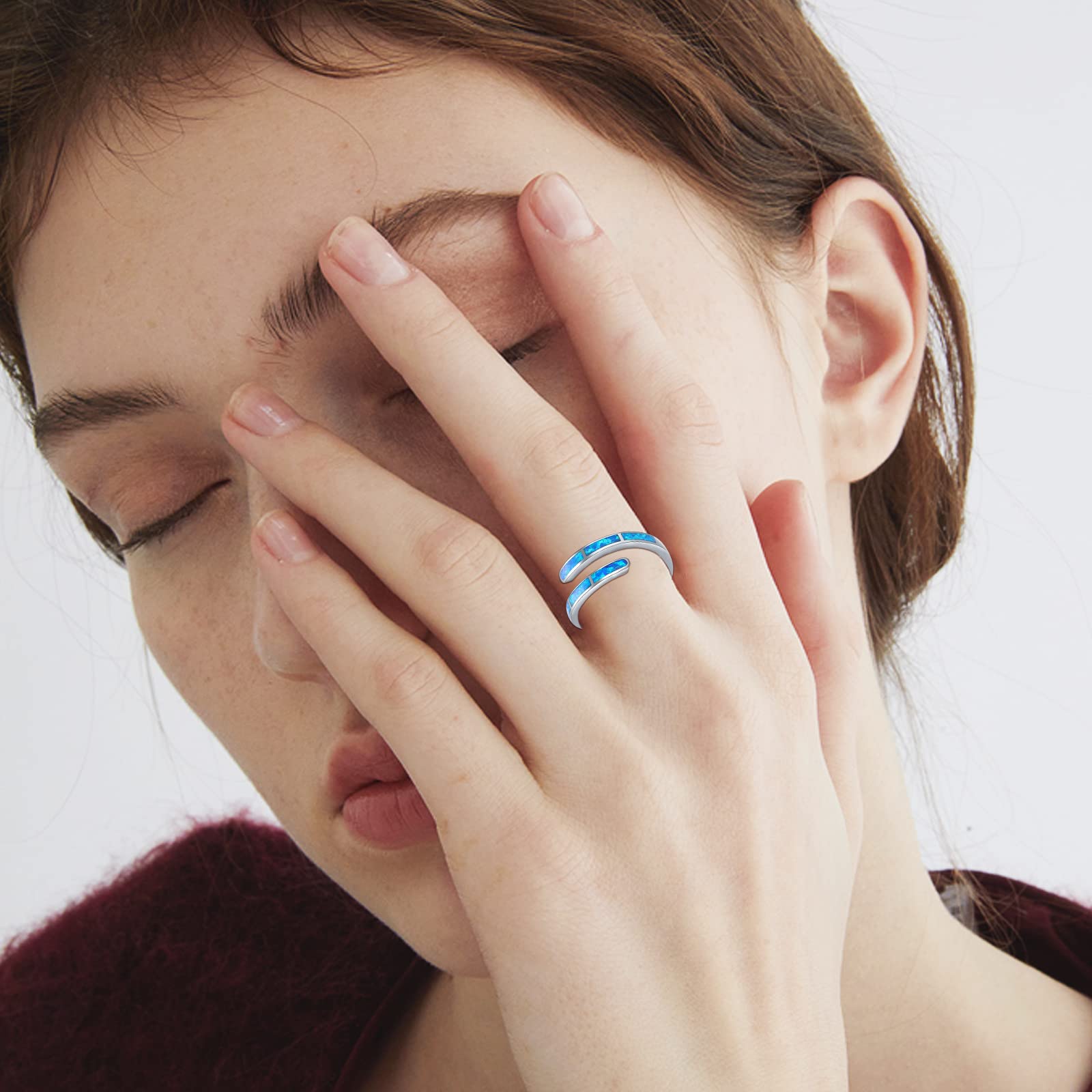 Anillo de plata de ley 925 con diseño de Faith Hope Love/I Can Do All Things, anillo ajustable de ópalo para mujer, joyería de ópalo para niñas y mujeres