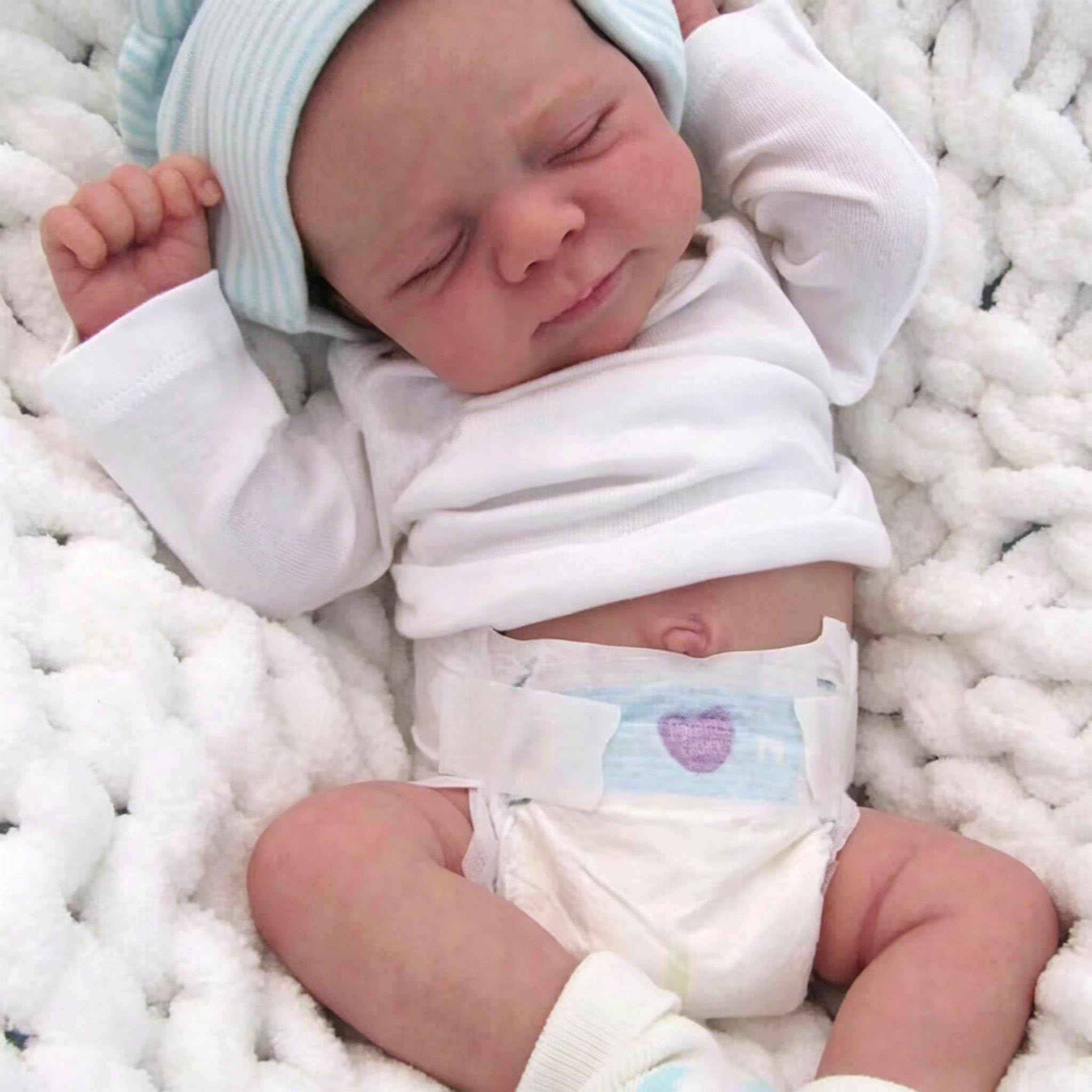 Anano Reborn Baby Vollvinyl Lebensecht, Reborn Baby Junge 45cm Reborns Puppe Lebensecht Wie Echtes Vinyl Babys Babypuppen Wie Echt Waschbar