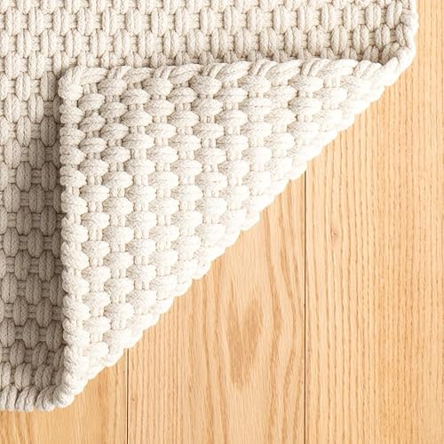 Miniatura 4 de Dash & Albert Cuerda marfil tejida a mano para interiores y exteriores, 7.5 x 9.5 pies, patrón sólido marfil