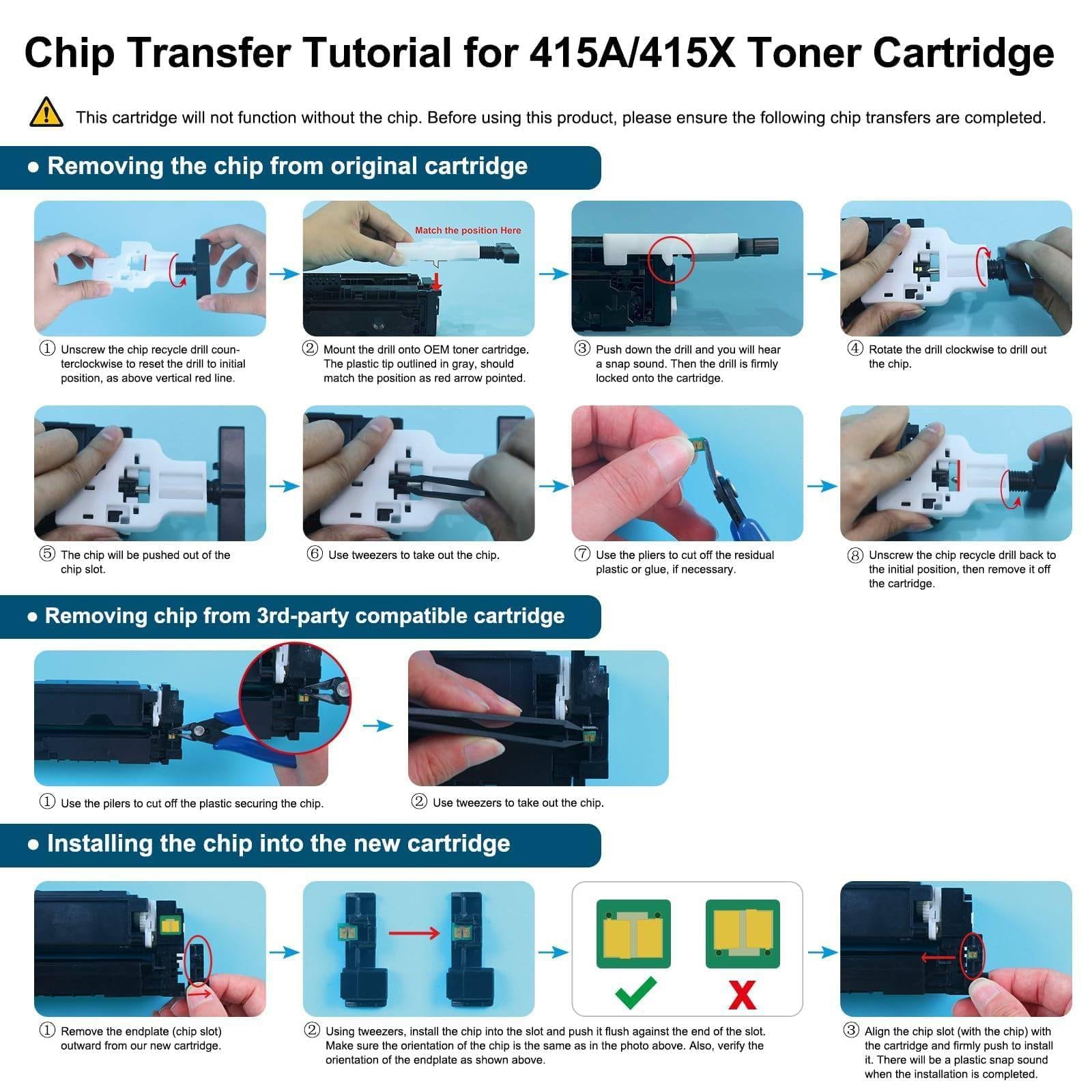 Cool Toner Cartuccia Compatibile In sostituzione di per HP 415X W2030X 415A W2030A Color Laserjet Pro MFP M479fdw M479dw M479fdn M454dw M454dn Cartridge (Nero,Ciano,Giallo,Magenta,confezione da 4) | 4-Pack Color Laserjet Pro MFP M479fdn M479fnw M479dw M47
