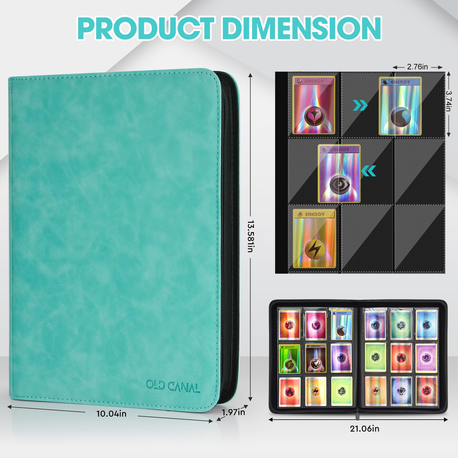 Classeur Carte, Rangement Carte de 30 pages de 540 Cartes, Album Carte avec Fermeture éclair de, Porte Cartes pour MTG, TCG, Compatible avec diverses cartes à collectionner(Bleu Tiffany)