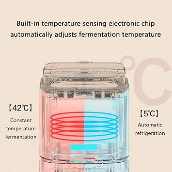 800ML Automatic Yogurt Maker, Electric Greek Yogurt Maker, with Reusable Glass Jar, 10-level Temperature Control and Automatic Refrigeration, for Home Yogurt, Cheese Maker