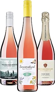 Oberrotweiler Rosésüchtig Wein-Paket - Rosé Probierpaket mit Sonnenstund, Vulkangewächs & Pinot Sekt extra trocken - ideal als Geschenk für Rosé Liebhaber & besondere Anlässe (3 x 0,75 l)