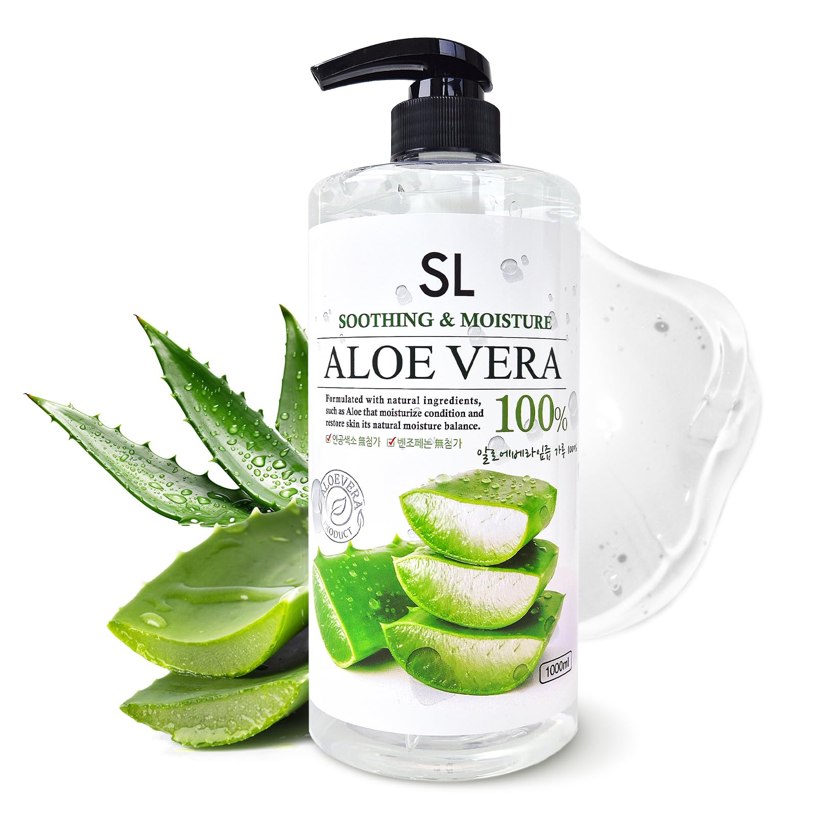 CUTIE MANGO Aloe Vera Soothing Gel 1000ml (35.27oz) | Quick Hydration & Moisturizing | Natural Aloe Vera | Face Hair Body After Shave Korean Daily