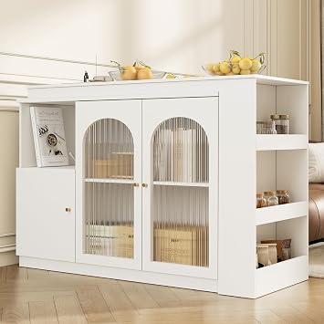 360° Swivelling Bar Table with 3 Open Storage Space, White