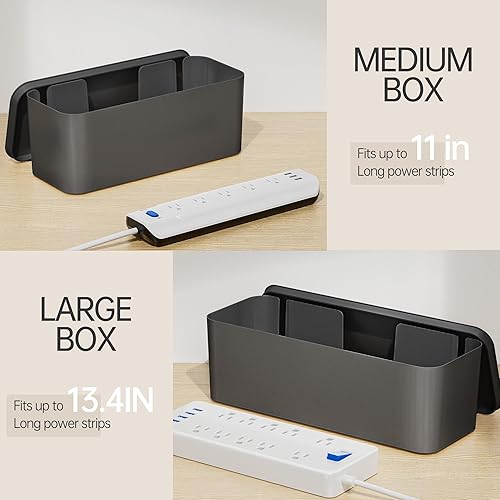Miniatura 3 de YECAYE Paquete de 2 cajas de organización de cables, organizador de cajas de cables para mascotas para el hogar y la oficina, cubierta de cables a