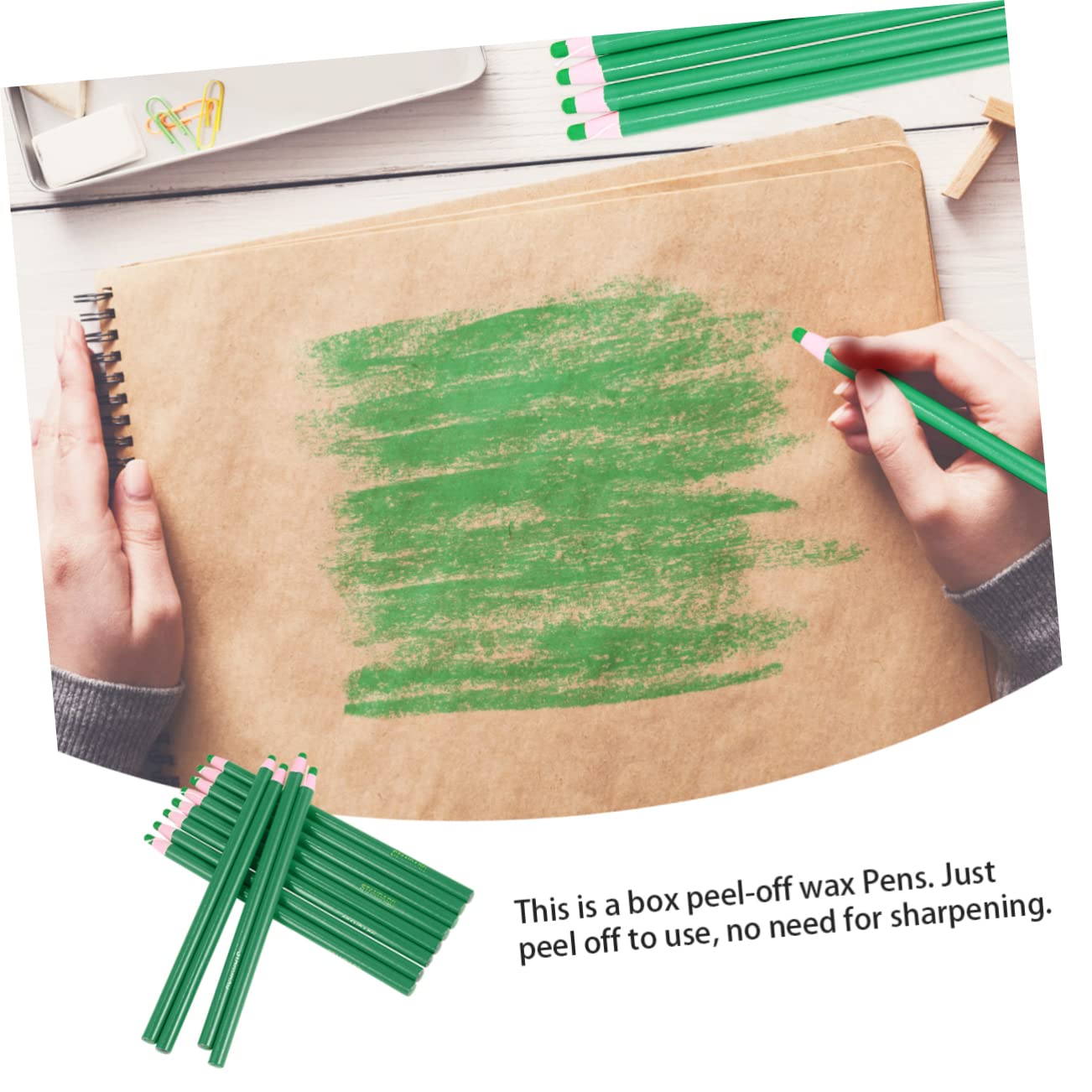 Amazon | HAWILLOSCH 剥がせるマーカー糸引きクレヨン グリーン 多用途