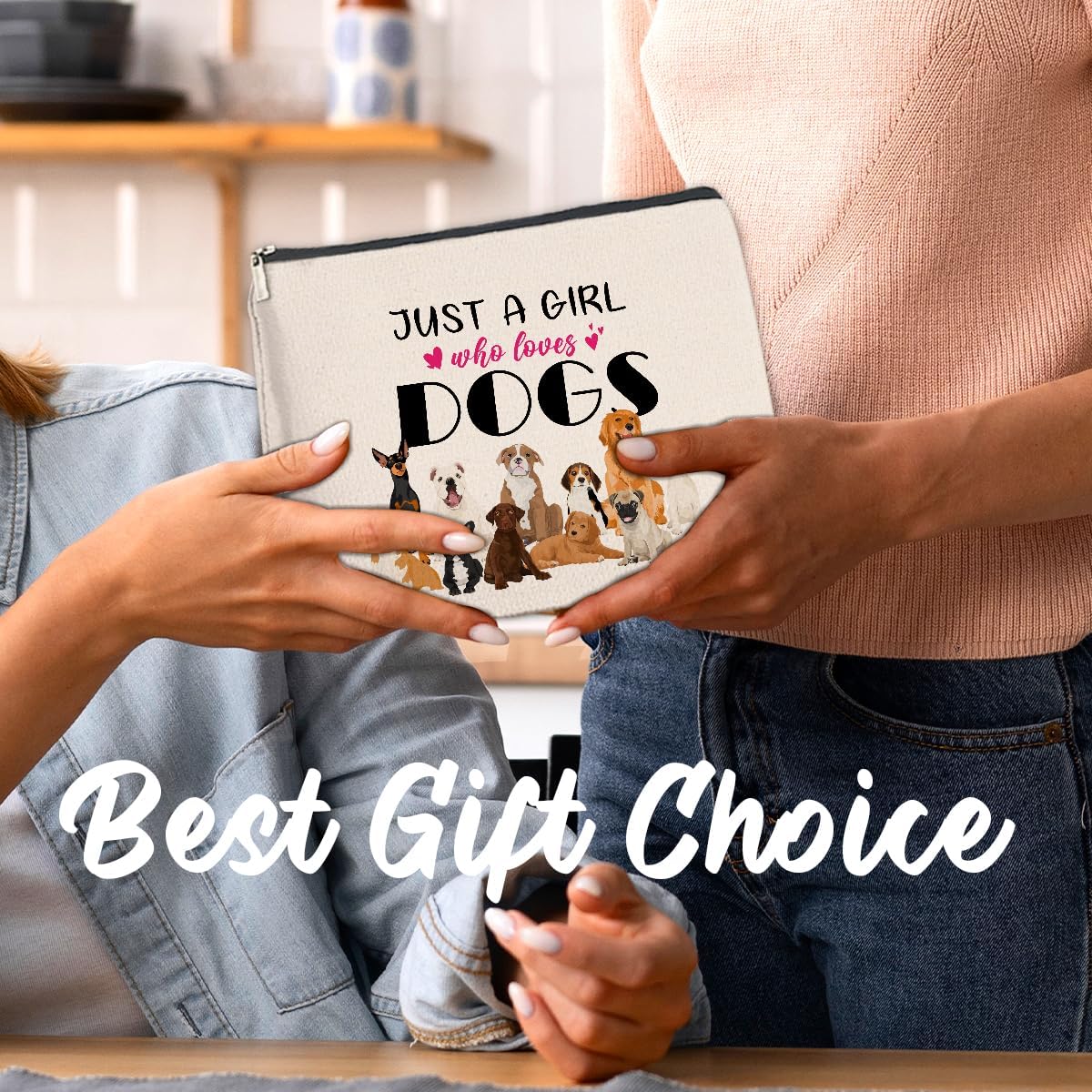 Dog Lover Gifts Makeup Bag - Cute Just a Girl Who Loves Dogs Travel Cosmetic Bag with Zipper, Christmas Gift for Women Dog Lovers - Image 7