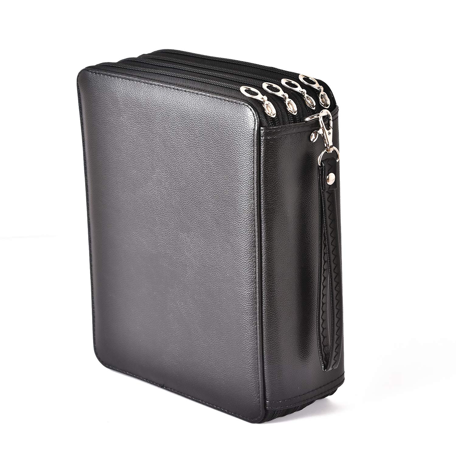 Estuche multifunción de piel suave con cremallera con separación de cremallera de varias capas soporte de alta capacidad bolsa para bolígrafos caja de lápices de colores 184 ranuras de Becho (negro)