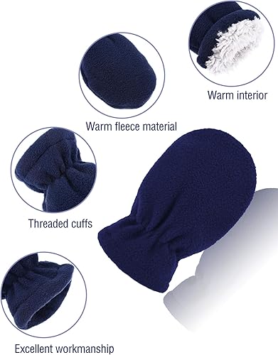 Miniatura 3 de SATINIOR 3 pares de guantes de invierno para bebés y niños pequeños, guantes cálidos de forro polar para bebé niño y niña
