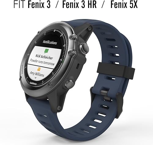 Miniatura 2 de MoKo Correa compatible con Garmin Fenix 3Fenix 5X, correa de repuesto de silicona suave para Garmin Fenix 3Fenix 3 HRFenix 5X5X PlusD2 Delta