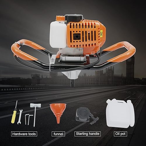 Miniatura 5 de 52CC 2.4HP 2-Stroke Post Hole Digger Fence Tierra taladro con 3 brocas 4" 6" 8" brocas y 12" barra de extensión 1.9w7500rpm herramienta de taladro