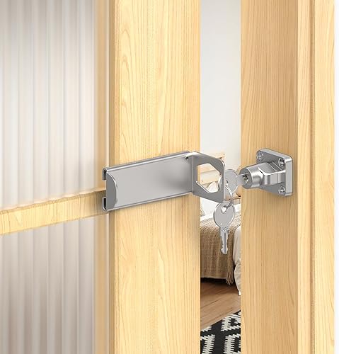 Miniatura 8 de Cerraduras de puerta de ángulo recto de 90 grados, pestillo deslizante grueso de 3.3 pulgadas para apertura hacia adentro, armario, cobertizopuerta