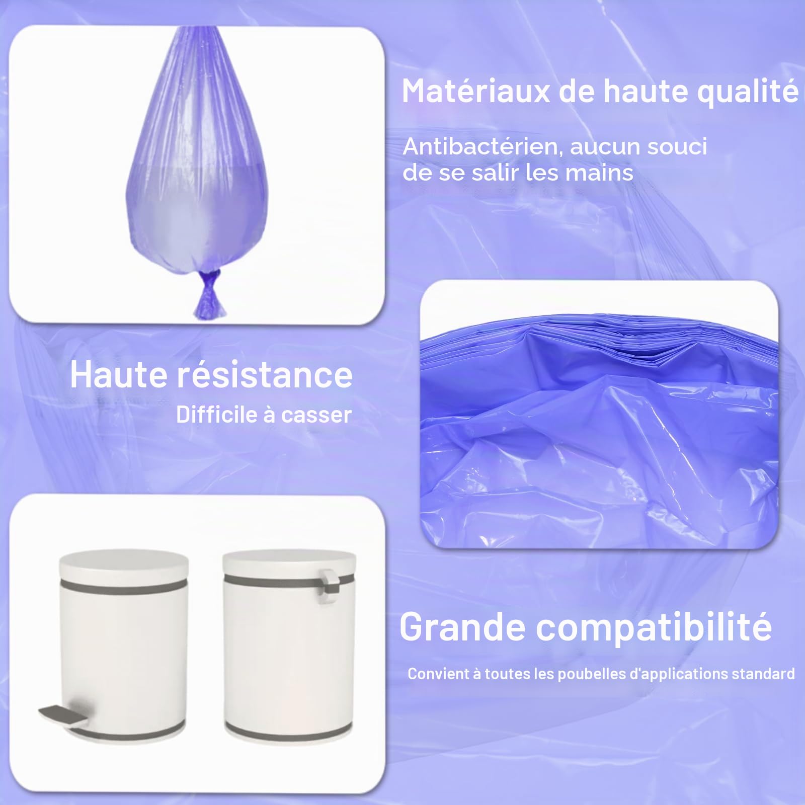 Lot de 12 Recharge Poubelle à Couches, 4,5M Sac Poubelle Couche Grande Capacité Étendu Épaissi Recharge, Bebe Recharge Sac Poubelle Couche Compatible avec Tommee Tippee, Angelcare, Violet