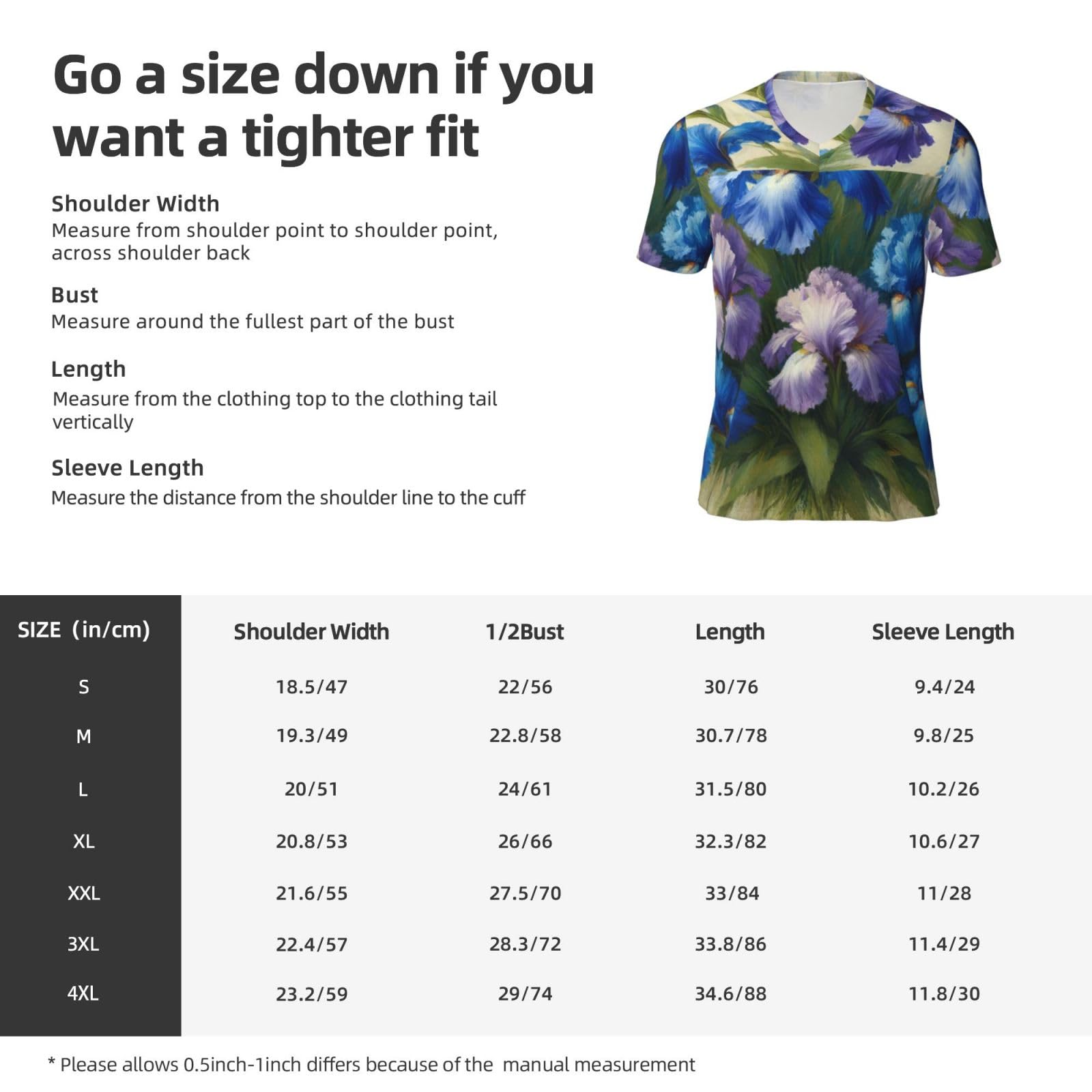 Stylish Athletic Sports Jersey Blue-Irises Men's Rugby Jersey Medium