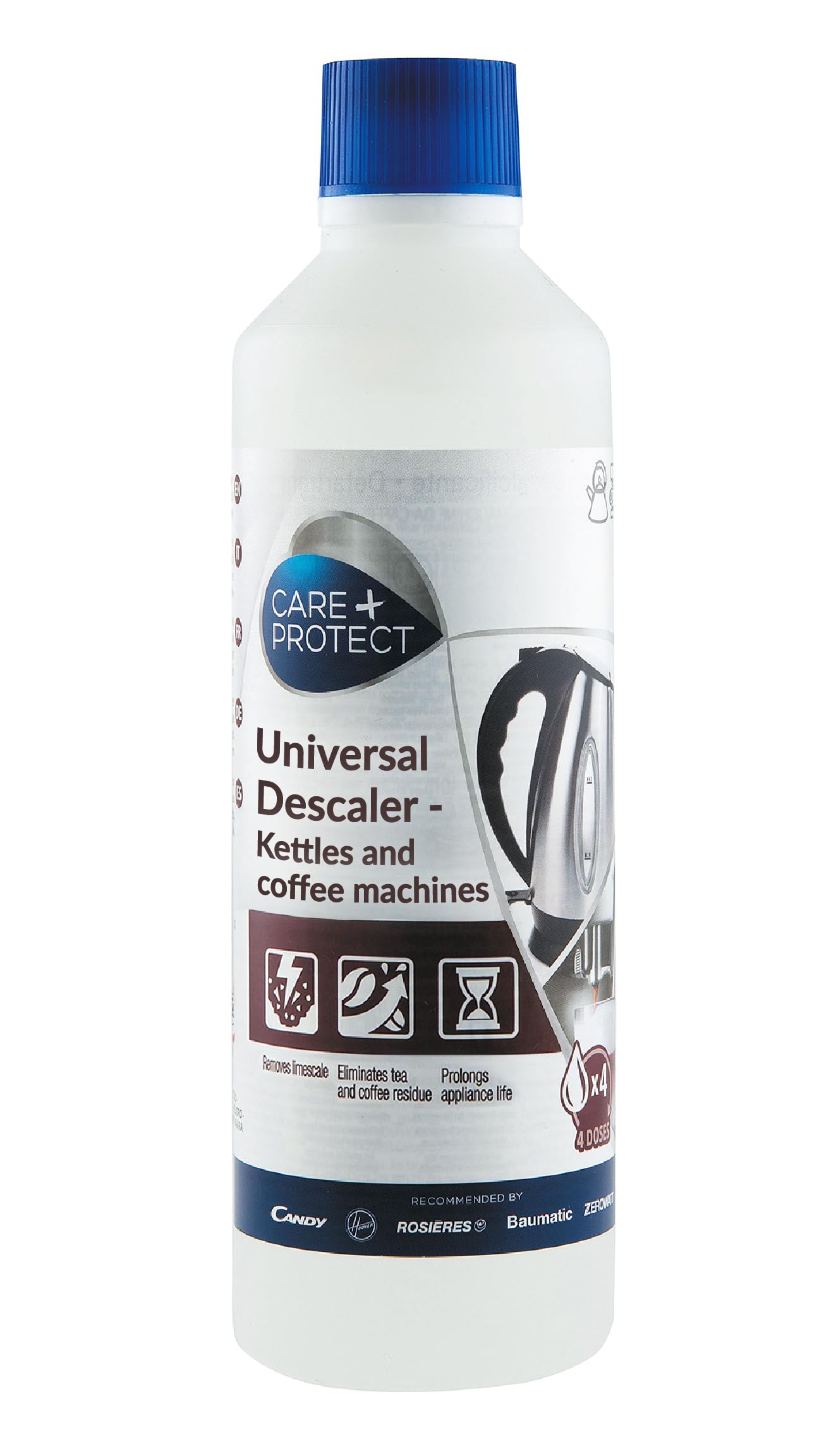 Care + Protect Desincrustante Para Cafetera Y Hervidores, Universal, Elimina La Cal Y Los Residuos De Café Y Té, Botella 500Ml