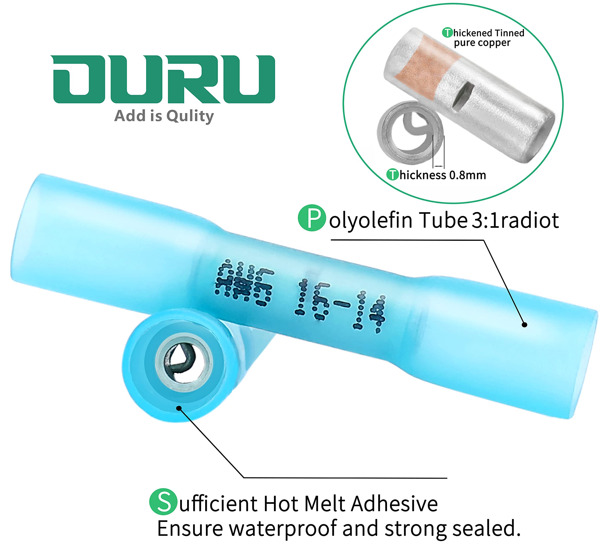 640/120Pcs Marine Grade Heat Shrink Wire Connectors – Ring, Fork, Spade, Butt Splices – 22-10 AWG-525954