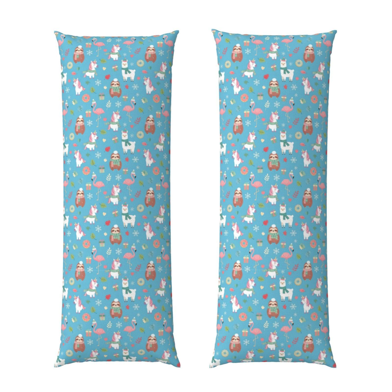 Long Pillow Cover 20x54 Inch, Christmas Cute Animals Dinosaur Llama Sloth, Premium Quality Body Pillowcase with Hidden Zipper, Soft Breathable for Men Women Bed Sofa