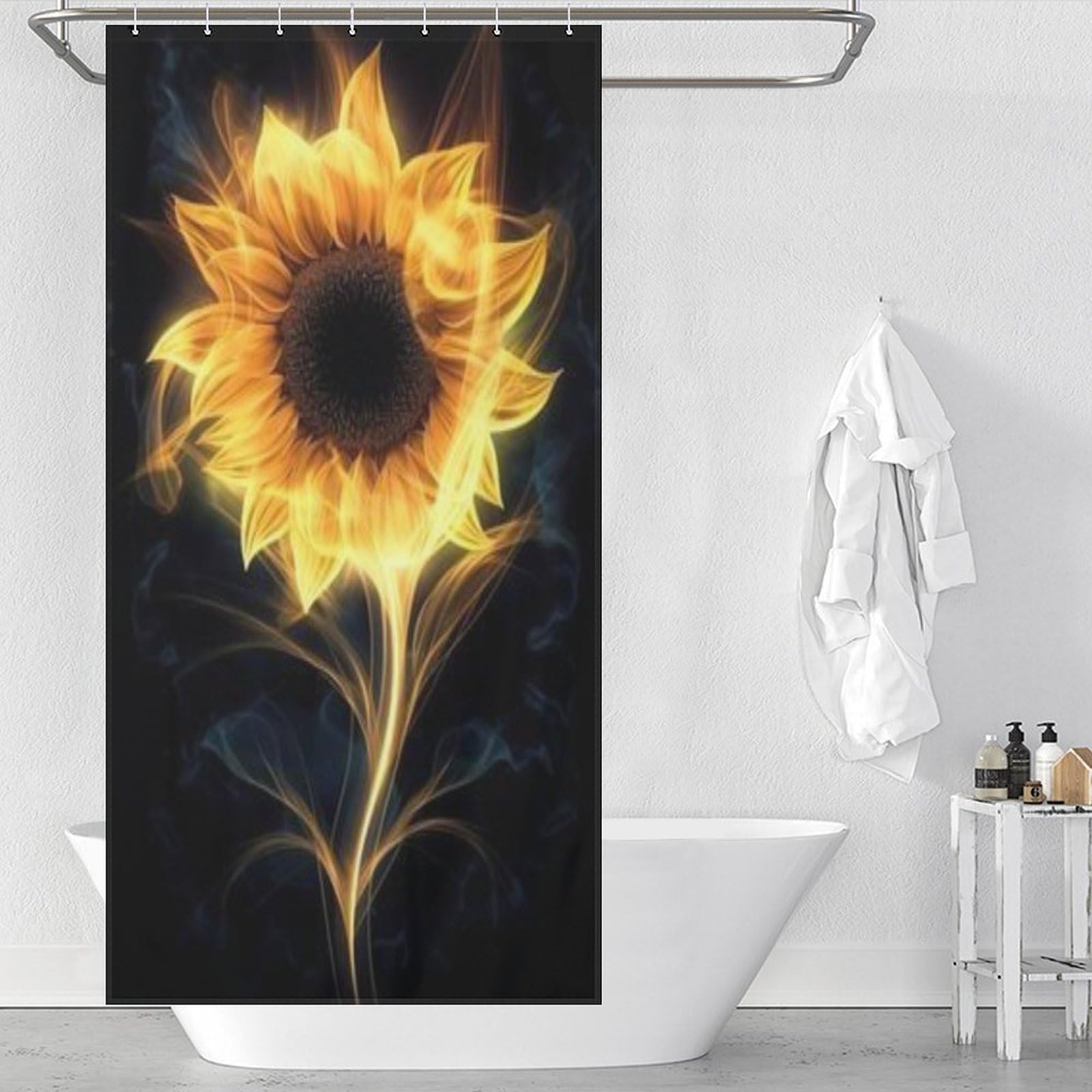 Rideau de douche tournesol pour une salle de bain lumineuse et printanière