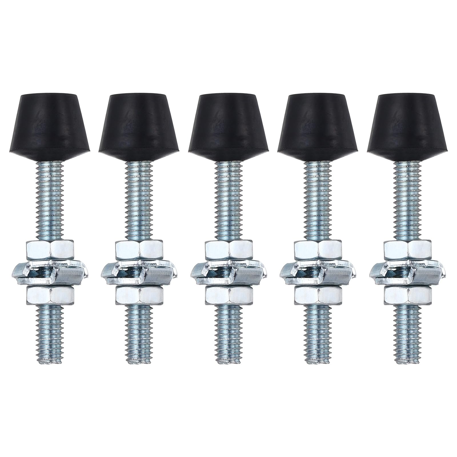sourcing map 5Pcs Toggle Clamp Foot Rubber Head Carbon Steel M6x54mm Toggle Clamp Screw Assembly for Boxes, Cabinets, Doors with 10Pcs Screws and Washers — image 1