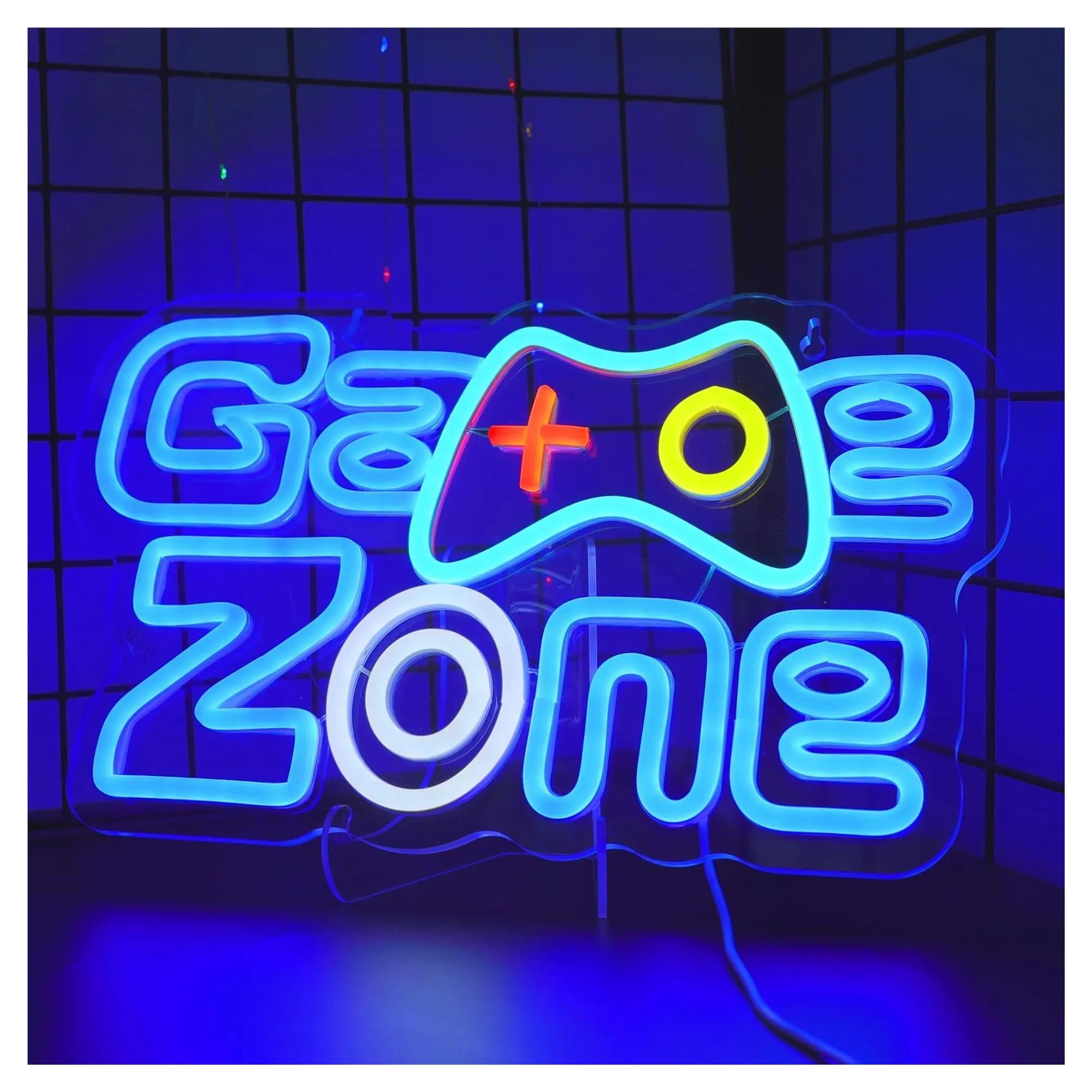 RONGCH Hanging Art Signs Neon Sign Game Zone Business of The Atmosphere Dimmable for Party Pub Gaming Room Wall Decor 35x21cm