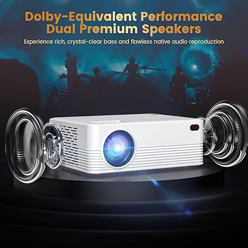 Miniatura 3 de Mini proyector portátil con WiFi y Bluetooth, proyector inteligente nativo 1080P Full HD, 300 ANSI, compatible con teléfono inteligente, HDMI, USB