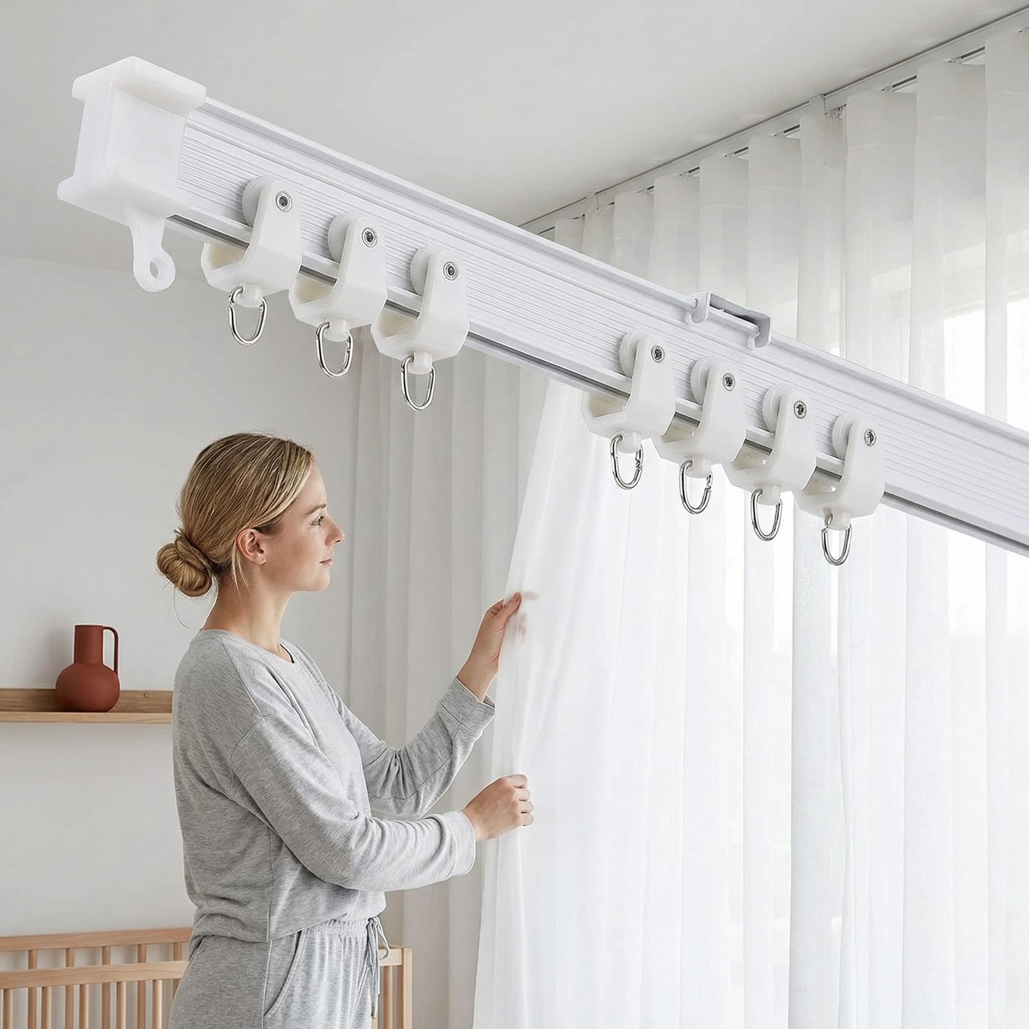 Tringle flexible de 5 m pour rideau de plafond, séparateur de pièce, traitement de fenêtre ou baie, piste de douche, rail de rideau de remorque, séparateur de pièce, rail de plafond pour rideaux