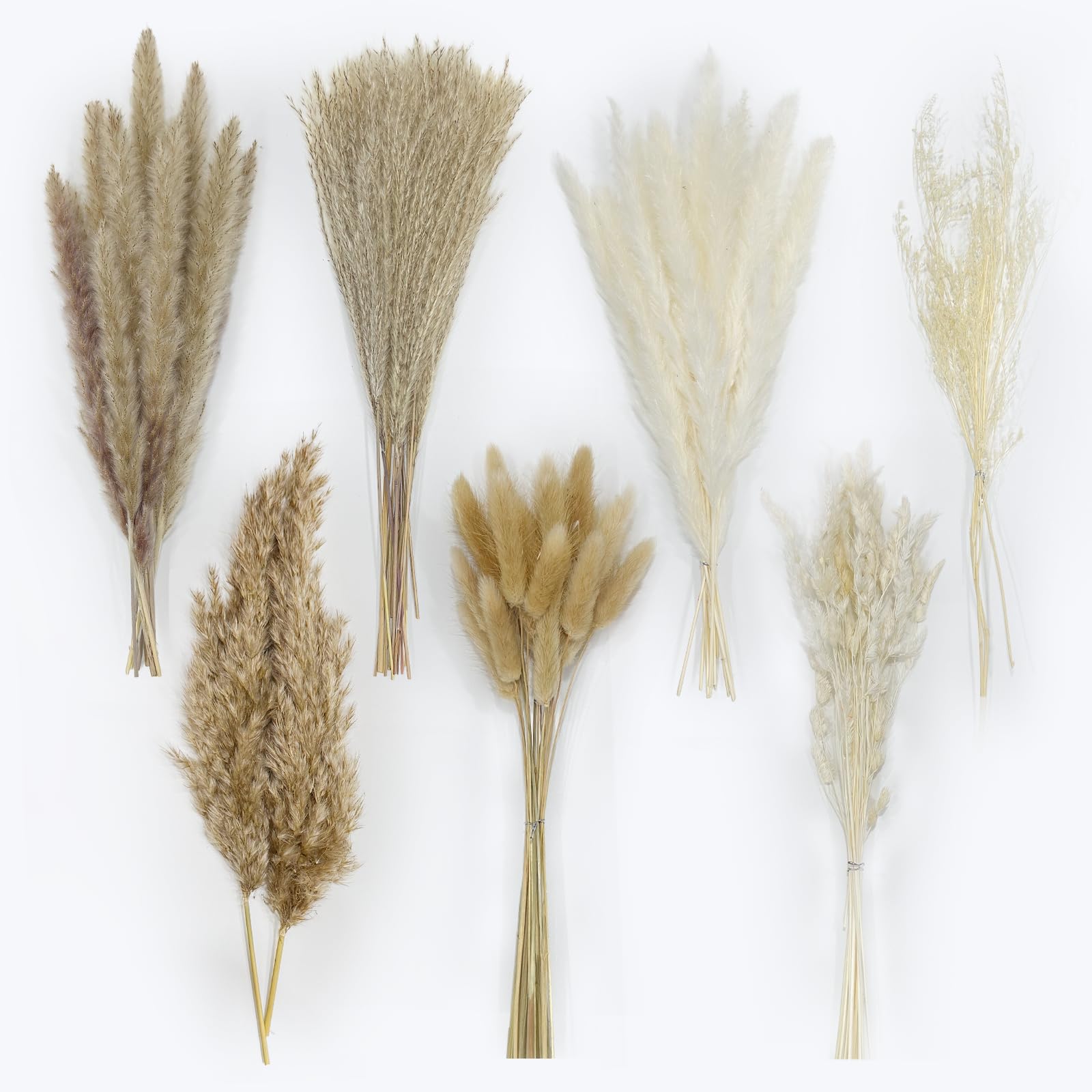 97 Stem Dried Pampas Grass Decor Contains Bunny Tails, Reed, Luxury Pampas, Boho Flowers for Wedding, Home Decor, Table Decor, and Rustic Farmhouse Party (17 inch)